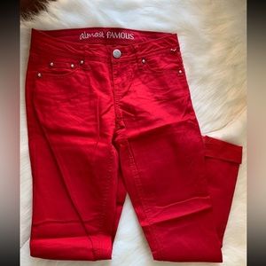 Almost Famous women’s/junior’s red denim jeans NWOT